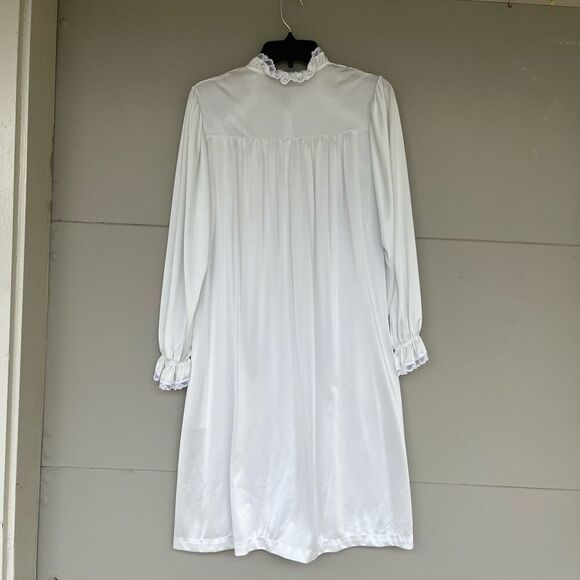 Vintage Miss Elaine Pale Blue Lace Robe Nightgown Sz M Cottagecore USA Made - Picture 6 of 10